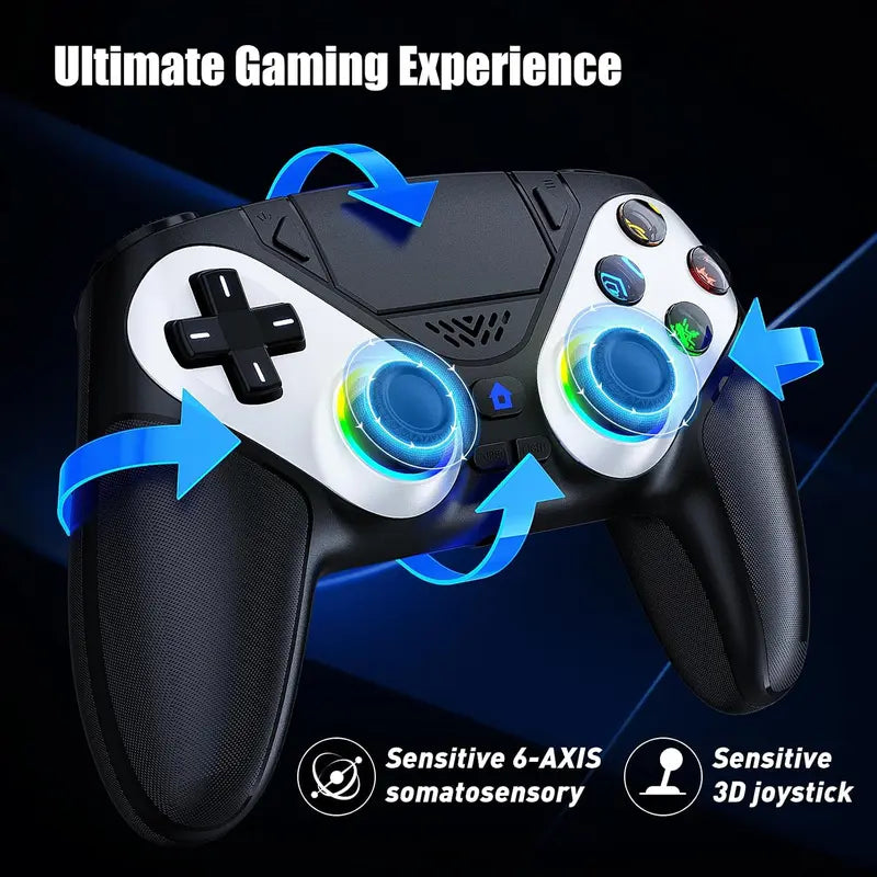 Gamrombo LED Wireless Controller for PS5, Compatible with PS5 Pro/Slim/Pc, Dual Vibration, Macro/Turbo Function, 3.5Mm Audio Jack, 6-Axis Motion Control Gamepad with Speaker