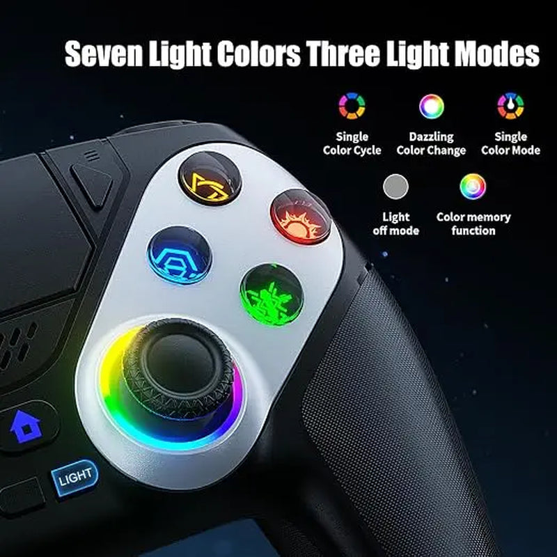 Gamrombo LED Wireless Controller for PS5, Compatible with PS5 Pro/Slim/Pc, Dual Vibration, Macro/Turbo Function, 3.5Mm Audio Jack, 6-Axis Motion Control Gamepad with Speaker