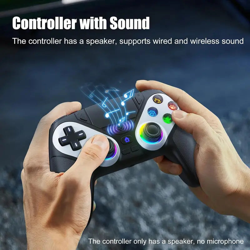 Gamrombo LED Wireless Controller for PS5, Compatible with PS5 Pro/Slim/Pc, Dual Vibration, Macro/Turbo Function, 3.5Mm Audio Jack, 6-Axis Motion Control Gamepad with Speaker